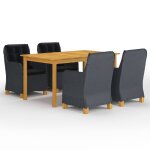 Vidaxl ensemble de salle a manger de jardin 5 pcs gris fonc�