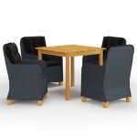 Vidaxl ensemble de salle a manger de jardin 5 pcs gris fonc�