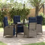 Vidaxl ensemble de salle a manger pour jardin 5 pcs gris et noir rotin