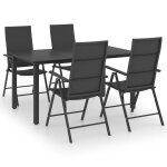 Vidaxl ensemble de salle a manger de jardin 5 pcs noir