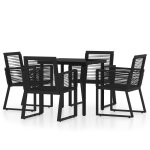 Vidaxl ensemble de salle a manger de jardin 5 pcs noir