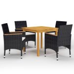 Vidaxl ensemble de salle a manger de jardin 5 pcs noir