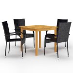 Vidaxl ensemble de salle a manger de jardin 5 pcs noir