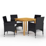 Vidaxl ensemble de salle a manger de jardin 5 pcs noir