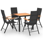 Vidaxl ensemble de salle a manger de jardin 5 pcs noir et marron