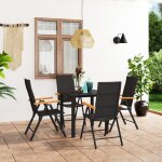 Vidaxl ensemble de salle a manger de jardin 5 pcs noir et marron