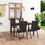 Vidaxl ensemble de salle a manger de jardin 5 pcs noir et marron