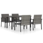 Vidaxl ensemble de salle a manger de jardin 5 pcs rsine tresse gris