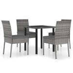 Vidaxl ensemble de salle a manger de jardin 5 pcs rsine tresse gris