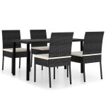 Vidaxl ensemble de salle a manger de jardin 5 pcs r�sine tress�e noir