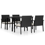Vidaxl ensemble de salle a manger de jardin 5 pcs r�sine tress�e noir
