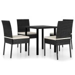 Vidaxl ensemble de salle a manger de jardin 5 pcs rsine tresse noir
