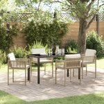 Vidaxl ensemble de salle a manger de jardin 5 pièces avec coussins beige en poly rattan Vidaxl ensemble de salle a manger de jardin 5 pièces avec coussins beige en poly rattan