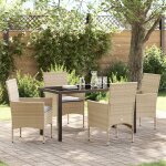 Vidaxl ensemble de salle a manger de jardin de 5 pièces avec coussins beige poly rattan, table de jardin ... Vidaxl ensemble de salle a manger de jardin de 5 pièces avec coussins beige poly rattan, table de jardin ...