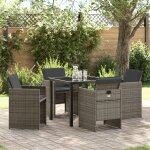 Vidaxl ensemble de salle a manger de jardin 5 pices avec coussins gris en poly rotin, vidaxl table de ...