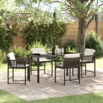 Vidaxl ensemble de salle a manger de jardin 5 pi�ces avec coussins marron poly rattan