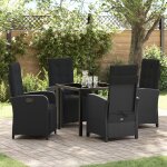 Vidaxl ensemble de salle a manger de jardin 5 pi�ces avec coussins en poly rotin noir, table de jardin ...