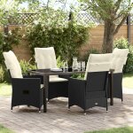 Vidaxl ensemble de salle a manger de jardin de 5 pieces avec coussins en rattan noir