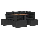 Vidaxl ensemble de salle a manger de jardin de 5 pi�ces avec coussins rattan poly noir acacia