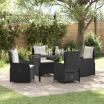 Vidaxl ensemble de salle a manger de jardin 5 pi�ces noir poly rattan, vidaxl table de jardin noire 140x80x73 ...