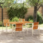 Vidaxl ensemble de salle a manger jardin 5 pices en teck massif, vidaxl table de salle a manger extrieure ...