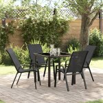 Vidaxl ensemble de salle a manger de jardin de 5 pièces en textilène noir et acier, table de jardin vidaxl ... Vidaxl ensemble de salle a manger de jardin de 5 pièces en textilène noir et acier, table de jardin vidaxl ...