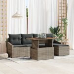 Vidaxl ensemble de salle a manger de jardin 6 pièces avec coussins gris rattan poly acacia Vidaxl ensemble de salle a manger de jardin 6 pièces avec coussins gris rattan poly acacia
