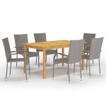 Vidaxl ensemble de salle a manger de jardin 7 pcs gris