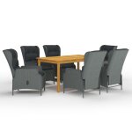 Vidaxl ensemble de salle a manger de jardin 7 pcs gris clair