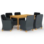 Vidaxl ensemble de salle a manger de jardin 7 pcs gris fonc�