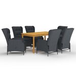 Vidaxl ensemble de salle a manger de jardin 7 pcs gris fonc�