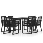 Vidaxl ensemble de salle a manger de jardin 7 pcs noir