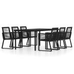 Vidaxl ensemble de salle a manger de jardin 7 pcs noir