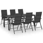 Vidaxl ensemble de salle a manger de jardin 7 pcs noir