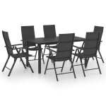 Vidaxl ensemble de salle a manger de jardin 7 pcs noir
