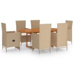 Vidaxl ensemble de salle a manger de jardin 7 pcs r�sine tress�e beige