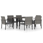 Vidaxl ensemble de salle a manger de jardin 7 pcs rsine tresse gris