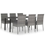 Vidaxl ensemble de salle a manger de jardin 7 pcs r�sine tress�e gris