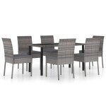 Vidaxl ensemble de salle a manger de jardin 7 pcs rsine tresse gris
