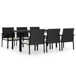 Vidaxl ensemble de salle a manger de jardin 7 pcs r�sine tress�e noir