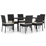 Vidaxl ensemble de salle a manger de jardin 7 pcs r�sine tress�e noir