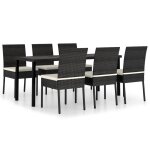 Vidaxl ensemble de salle a manger de jardin 7 pcs r�sine tress�e noir