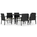 Vidaxl ensemble de salle a manger de jardin 7 pcs r�sine tress�e noir