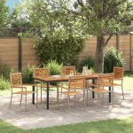 Vidaxl ensemble de salle a manger de jardin 7 pièces beige poly rattan acacia, chaises de jardin empilables ... Vidaxl ensemble de salle a manger de jardin 7 pièces beige poly rattan acacia, chaises de jardin empilables ...