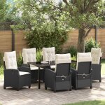Vidaxl ensemble de salle a manger de jardin de 7 pices avec coussins noir poly rattan
