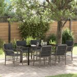 Vidaxl ensemble de salle a manger de jardin 7 pices avec coussins en rattan poly gris