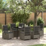 Vidaxl ensemble de salle a manger de jardin 7 pi�ces gris en rattan poly