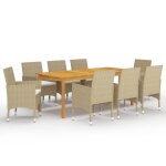 Vidaxl ensemble de salle a manger de jardin 9 pcs beige Vidaxl ensemble de salle a manger de jardin 9 pcs beige