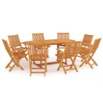 Vidaxl ensemble de salle a manger de jardin 9 pcs bois de teck massif
