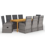 Vidaxl ensemble de salle a manger de jardin 9 pcs gris Vidaxl ensemble de salle a manger de jardin 9 pcs gris